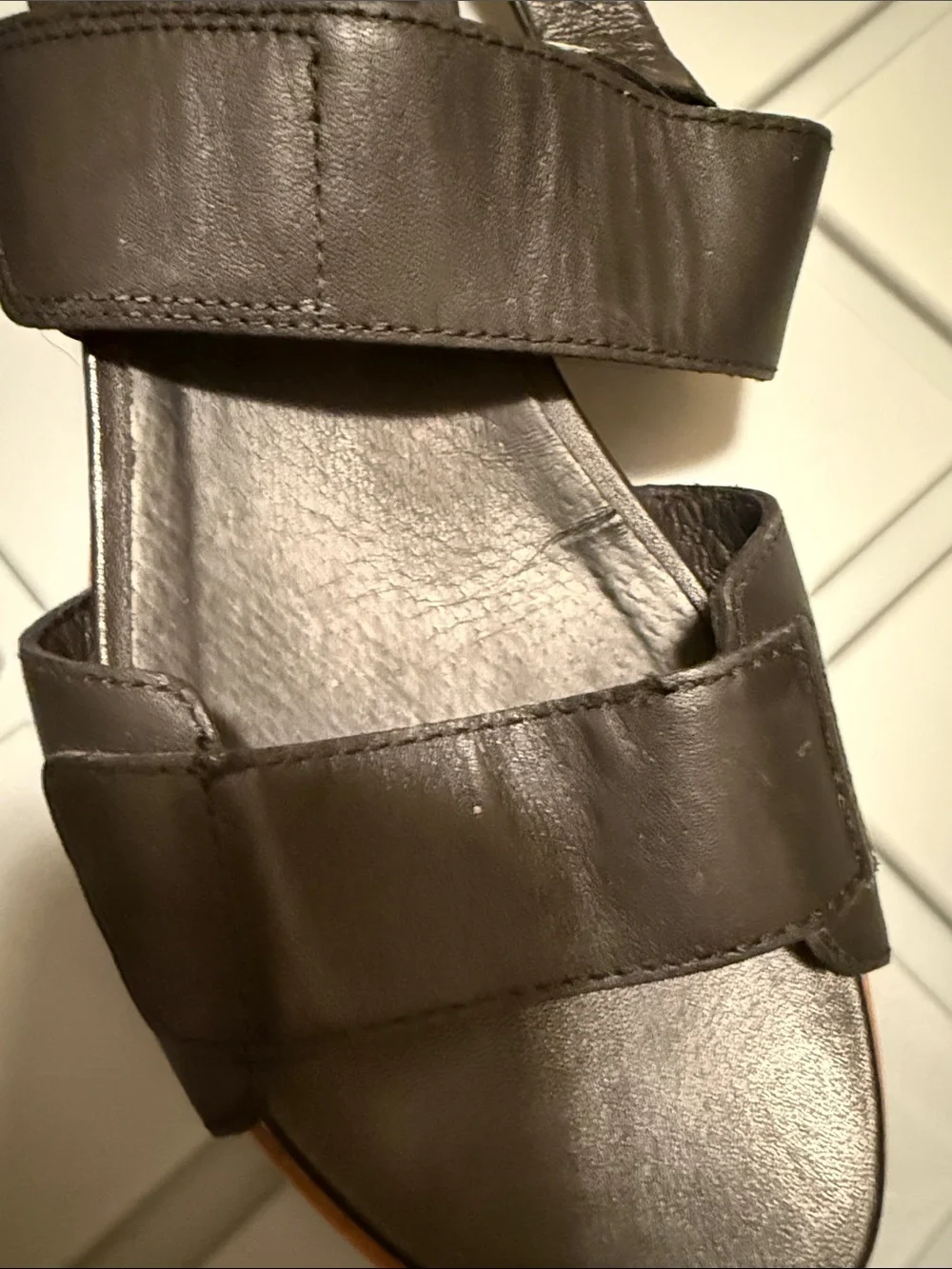 Eileen Fisher Black Leather Double-Strap Sandals